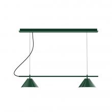Montclair Light Works CHBX445-42-C21-L12 - 2-Light Linear Nest LED Chandelier with White SJT Cord, Forest Green