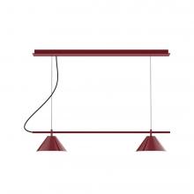 Montclair Light Works CHBX445-55-C21-L12 - 2-Light Linear Nest LED Chandelier with White SJT Cord, Barn Red