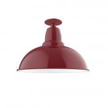 Montclair Light Works FMB108-55-W16-L13 - 16" Cafe LED Flush Mount Light with wire grill in Barn Red