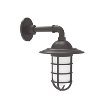 Montclair Light Works GNM052-57 - Vaportite, Style A shade, single wall mount with clear glass and cast guard, Bronze Matte