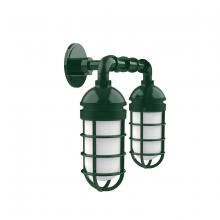 Montclair Light Works GNP050-42 - Vaportite, no shade, double wall mount with clear glass and cast guard, Forest Green