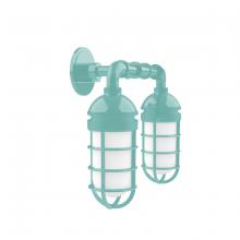 Montclair Light Works GNP050-48 - Vaportite, no shade, double wall mount with clear glass and cast guard, Sea Green