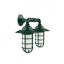 Montclair Light Works GNP052-42 - Vaportite, Style A shade, double wall mount with clear glass and cast guard, Forest Green