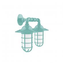 Montclair Light Works GNP052-48 - Vaportite, Style A shade, double wall mount with clear glass and cast guard, Sea Green