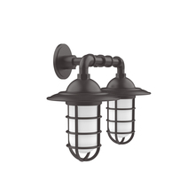 Montclair Light Works GNP052-57 - Vaportite, Style A shade, double wall mount with clear glass and cast guard, Bronze Matte