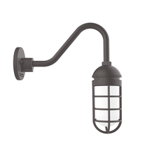 Montclair Light Works GNV050-57 - Vaportite, no shade, gooseneck wall mount with clear glass and cast guard, Bronze Matte