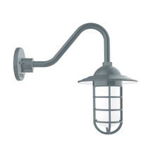 Montclair Light Works GNV052-40 - Vaportite, Style A shade, gooseneck wall mount with clear glass and cast guard, Slate Gray