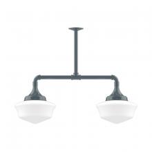 Montclair Light Works MSD021-40 - 12" Schoolhouse glass, 2-light stem hung pendant, Slate Gray