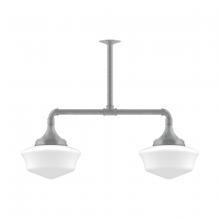 Montclair Light Works MSD021-49 - 12" Schoolhouse glass, 2-light stem hung pendant, Painted Galvanized