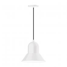 Montclair Light Works PEB123-44-C27 - 12" Prima shade, pendant with neutral argyle fabric cord and canopy, White