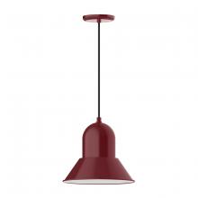 Montclair Light Works PEB123-55-C16 - 12" Prima shade, pendant with navy mini tweed fabric cord and canopy, Barn Red