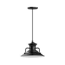 Montclair Light Works PEB142-26 - 12" Homestead shade, pendant with black cord and canopy, Vermillion