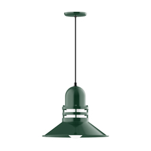 Montclair Light Works PEB150-42-C11 - 16" Atomic shade, pendant with Gray and Yellow Dot Fabric Cord and canopy, Forest Green
