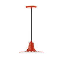 Montclair Light Works PEB158-26-C21 - 12" Radial shade, pendant with white cord and canopy, Vermillion