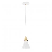 Montclair Light Works PEB405-44-91 - Uno 6" Pendant,  White with Brushed Brass hardware