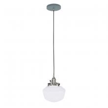 Montclair Light Works PEB413-40-96-C21 - 8" Uno Pendant, white cord with canopy, Slate Gray with Brushed Nickel Hardware