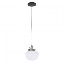 Montclair Light Works PEB413-41-96 - Uno 8" Pendant, with Schoolhouse glass shade,  Black with Brushed Nickel hardware