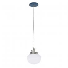 Montclair Light Works PEB413-50-96 - Uno 8" Pendant, with Schoolhouse glass shade,  Navy with Brushed Nickel hardware
