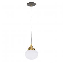 Montclair Light Works PEB413-51-91 - Uno 8" Pendant, with Schoolhouse glass shade,  Architectural Bronze with Brushed Brass hardware