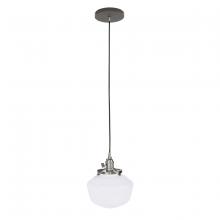 Montclair Light Works PEB413-51-96-C21 - 8" Uno Pendant, white cord with canopy, Architectural Bronze with Brushed Nickel Hardware