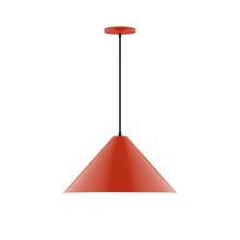 Montclair Light Works PEB423-26-C21 - 18" Pinnacle Pendant, white cord with canopy, Vermillion