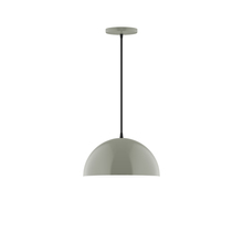 Montclair Light Works PEB432-24-C21 - 12" Arcade Pendant, white cord with canopy, Moss Green