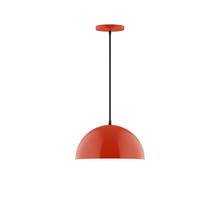 Montclair Light Works PEB432-26-C21 - 12" Arcade Pendant, white cord with canopy, Vermillion