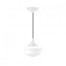 Montclair Light Works PEF021-44 - 12" Schoolhouse glass, black cord with canopy, White