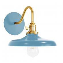 Montclair Light Works SCL401-54-91 - Uno 10" wall sconce,  Light Blue with Brushed Brass hardware
