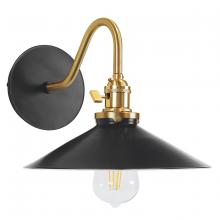 Montclair Light Works SCL404-41-91 - Uno 10" wall sconce,  Black with Brushed Brass hardware