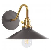 Montclair Light Works SCL404-51-91 - Uno 10" wall sconce,  Architectural Bronze with Brushed Brass hardware