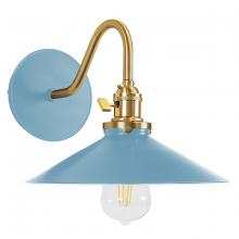 Montclair Light Works SCL404-54-91 - Uno 10" wall sconce,  Light Blue with Brushed Brass hardware