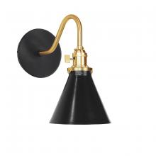 Montclair Light Works SCL405-41-91 - Uno 6" wall sconce,  Black with Brushed Brass hardware