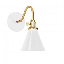 Montclair Light Works SCL405-44-91 - Uno 6" wall sconce,  White with Brushed Brass hardware