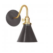 Montclair Light Works SCL405-51-91 - Uno 6" wall sconce,  Architectural Bronze with Brushed Brass hardware