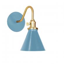 Montclair Light Works SCL405-54-91 - Uno 6" wall sconce,  Light Blue with Brushed Brass hardware