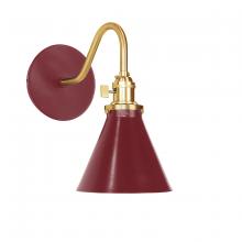 Montclair Light Works SCL405-55-91 - Uno 6" wall sconce,  Barn Red with Brushed Brass hardware