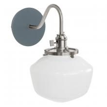 Montclair Light Works SCL413-40-96 - Uno 8" wall sconce, with Schoolhouse glass shade,  Slate Gray with Brushed Nickel hardware