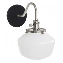 Montclair Light Works SCL413-41-96 - Uno 8" wall sconce, with Schoolhouse glass shade,  Black with Brushed Nickel hardware