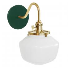 Montclair Light Works SCL413-42-91 - Uno 8" wall sconce, with Schoolhouse glass shade,  Forest Green with Brushed Brass hardware