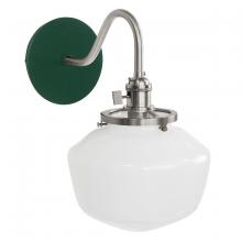 Montclair Light Works SCL413-42-96 - Uno 8" wall sconce, with Schoolhouse glass shade,  Forest Green with Brushed Nickel hardware