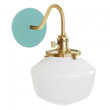 Montclair Light Works SCL413-48-91 - Uno 8" wall sconce, with Schoolhouse glass shade,  Sea Green with Brushed Brass hardware