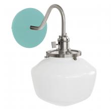 Montclair Light Works SCL413-48-96 - Uno 8" wall sconce, with Schoolhouse glass shade,  Sea Green with Brushed Nickel hardware