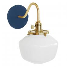 Montclair Light Works SCL413-50-91 - Uno 8" wall sconce, with Schoolhouse glass shade,  Navy with Brushed Brass hardware