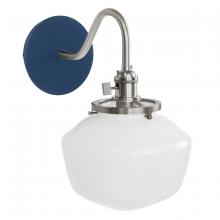 Montclair Light Works SCL413-50-96 - Uno 8" wall sconce, with Schoolhouse glass shade,  Navy with Brushed Nickel hardware