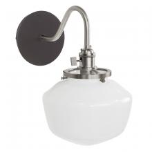 Montclair Light Works SCL413-51-96 - Uno 8" wall sconce, with Schoolhouse glass shade,  Architectural Bronze with Brushed Nickel hard