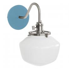 Montclair Light Works SCL413-54-96 - Uno 8" wall sconce, with Schoolhouse glass shade,  Light Blue with Brushed Nickel hardware