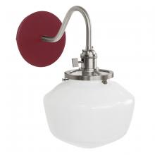 Montclair Light Works SCL413-55-96 - Uno 8" wall sconce, with Schoolhouse glass shade,  Barn Red with Brushed Nickel hardware