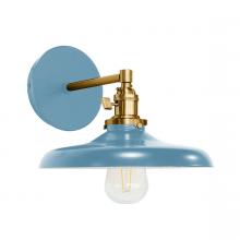 Montclair Light Works SCM401-54-91 - Uno 10" wall sconce,  Light Blue with Brushed Brass hardware
