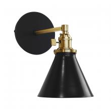 Montclair Light Works SCM405-41-91 - Uno 6" wall sconce,  Black with Brushed Brass hardware